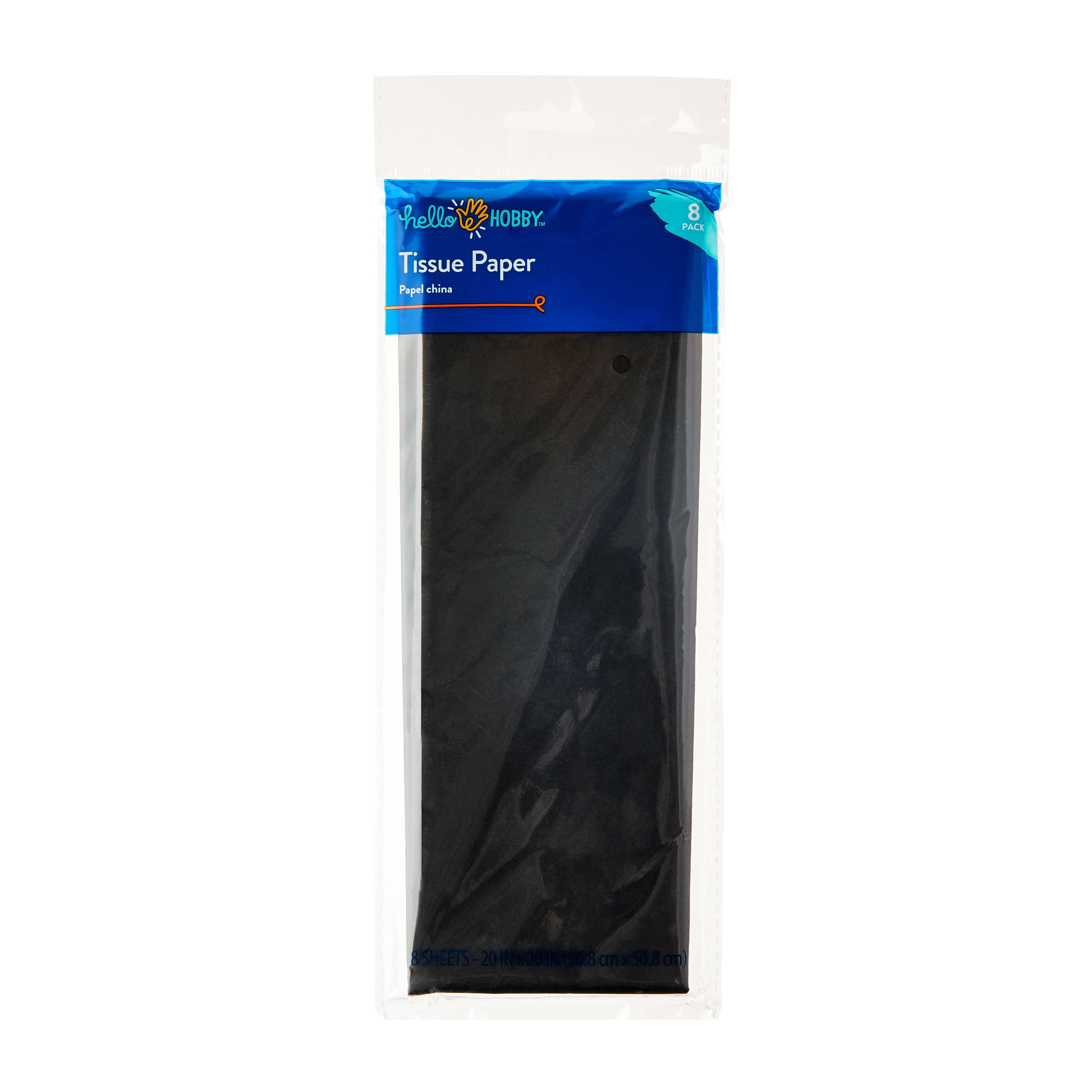 Hello Hobby Black Tissue Paper, 20" x 20", 8 Sheets