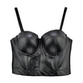 thumbnail image 2 of AKOEE Faux-Leather Corset Tops for Women Slim Fitted Going Out Cropped Bustier Camisole Party Clubwear Fashion (XL, Black), 2 of 8