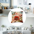 thumbnail image 5 of nygtbtfer Ink Painting Red Brown Poppy Flowers Summer Decorative Throw Pillow Cover Case Cushion Home Living Room Bed Sofa Car Linen Square White, 5 of 7