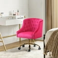 thumbnail image 5 of Modern Home Office Task Chair Swivel Rolling Computer Velvet Fabric Gold Legs Makeup Vanity Chairs Adult Bedroom Fushia, 5 of 8