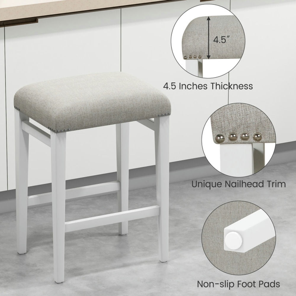 Demi Bonn 24.5" 2 Pieces Backless Barstools with Padded Seat CushionsModern Dining Chair, Gray