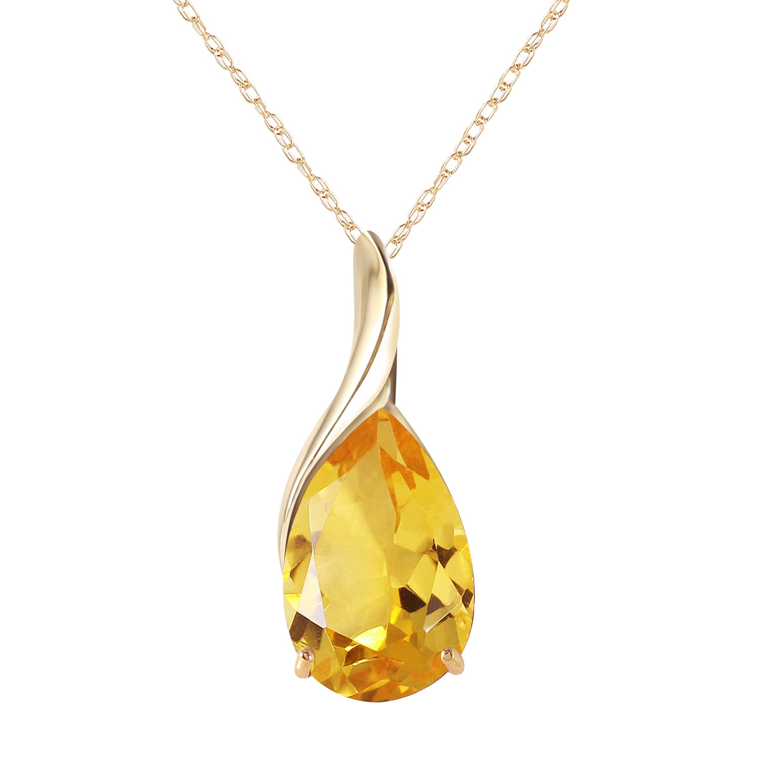 Galaxy Gold 14K Solid Gold Natural Citrine Pear Drop Necklace for Women - Yellow Gold Fine Jewelry