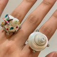 thumbnail image 4 of Stylish Shell Shape Adjustable Opening Rings Retro Design Stackable Shell Rings, 4 of 8