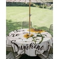 thumbnail image 3 of Outdoor Tablecloth with Umbrella Hole Zipper Yellow Sunflowers Round Tablecloth 60" Waterproof Outside Table Cloth Summer Botanical Country Wood Grain Patio Table Cover Tablecloths for Picnic Party, 3 of 8