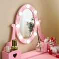 thumbnail image 4 of iRerts Kids Vanity Table and Chair Set, Princess Girls Makeup Vanity Set with LED Lights, 5 Drawers, Makeup Dressing Table with Rotatable Mirror for Little Girls Age 3+, Macaroon Pink, 4 of 12
