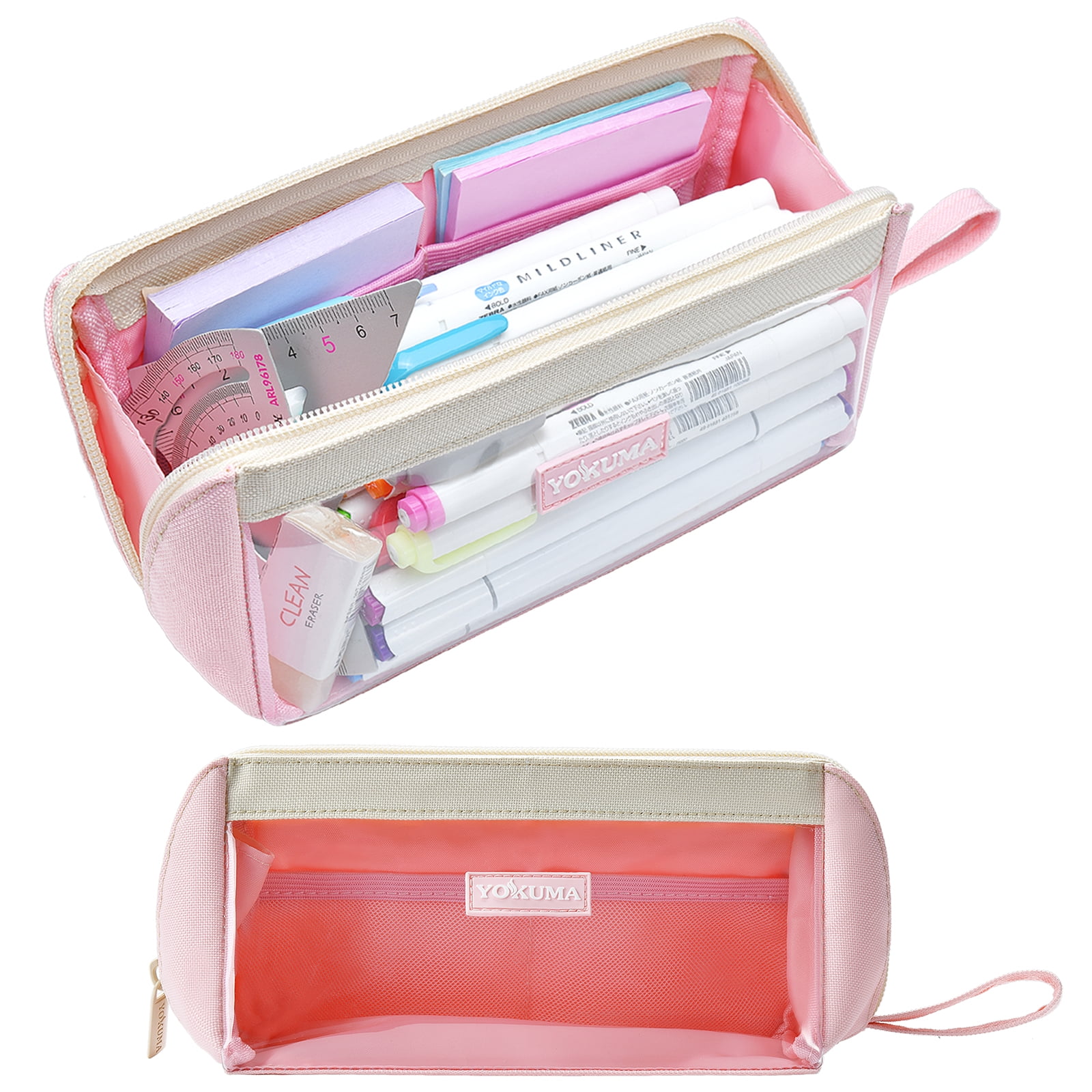 Back to School Savings! WJSXC Pencil Case Clearance, Clear Pencil Bag  Student Extra Large-capacity Stationery Storage Bag Pink