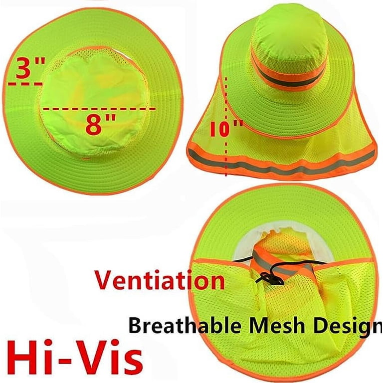 Glory Max Neon Green Reflective Work Hat, Mesh Neck Flap  display picture 1