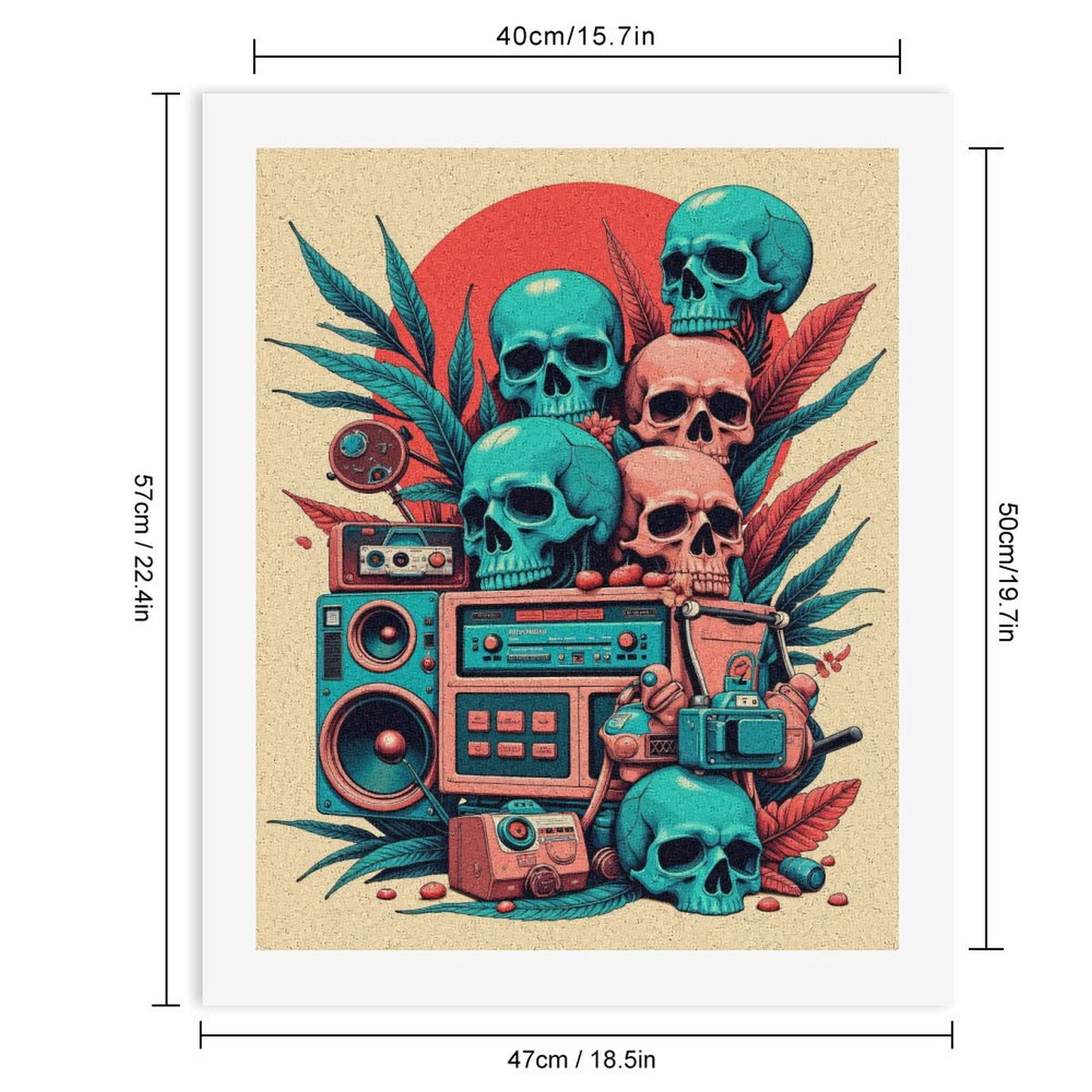 Paint By Numbers Kit for Adults Beginner - DIY Retro Skull Speaker Art Deco Canvas Painting Kits for Adults, Frameless Paint By Number for Adults for Home Wall Decor 16x20 Inch