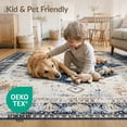 thumbnail image 4 of ODIKA 8'x10' Washable Area Rug Vintage Medallion Distressed Faded Center Diamond Accent Ornamental for Dining Room, Large Office, Lounge, Non-Slip Chair-Friendly Mat, 4 of 7