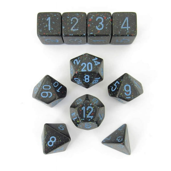 Blue Stars Elemental Dice with Blue Numbers Set of 10 Dice Koplow Games