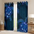 thumbnail image 2 of Feelyou Hippie Sea Turtle Blackout Curtains Set of 2 (52x84 Each), Mystic Blue Damask Print Window Curtains, Mandala Bohemian Style Curtains and Drapes, Curtains and Drapes Home Decor, 2 of 6