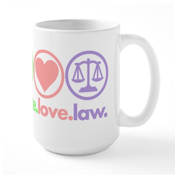 CafePress - Peace Love Law Mugs - 15 oz Ceramic Large White Novelty Mug