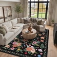 thumbnail image 3 of BERTHMEER 6'x9' Washable Area Rugs for Living Room Bedroom Vintage Black Kitchen Rugs Non Slip Floral Carpets Office Farmhouse Dining Room Oriental Traditional Flower Multicolor Rugs, 3 of 7