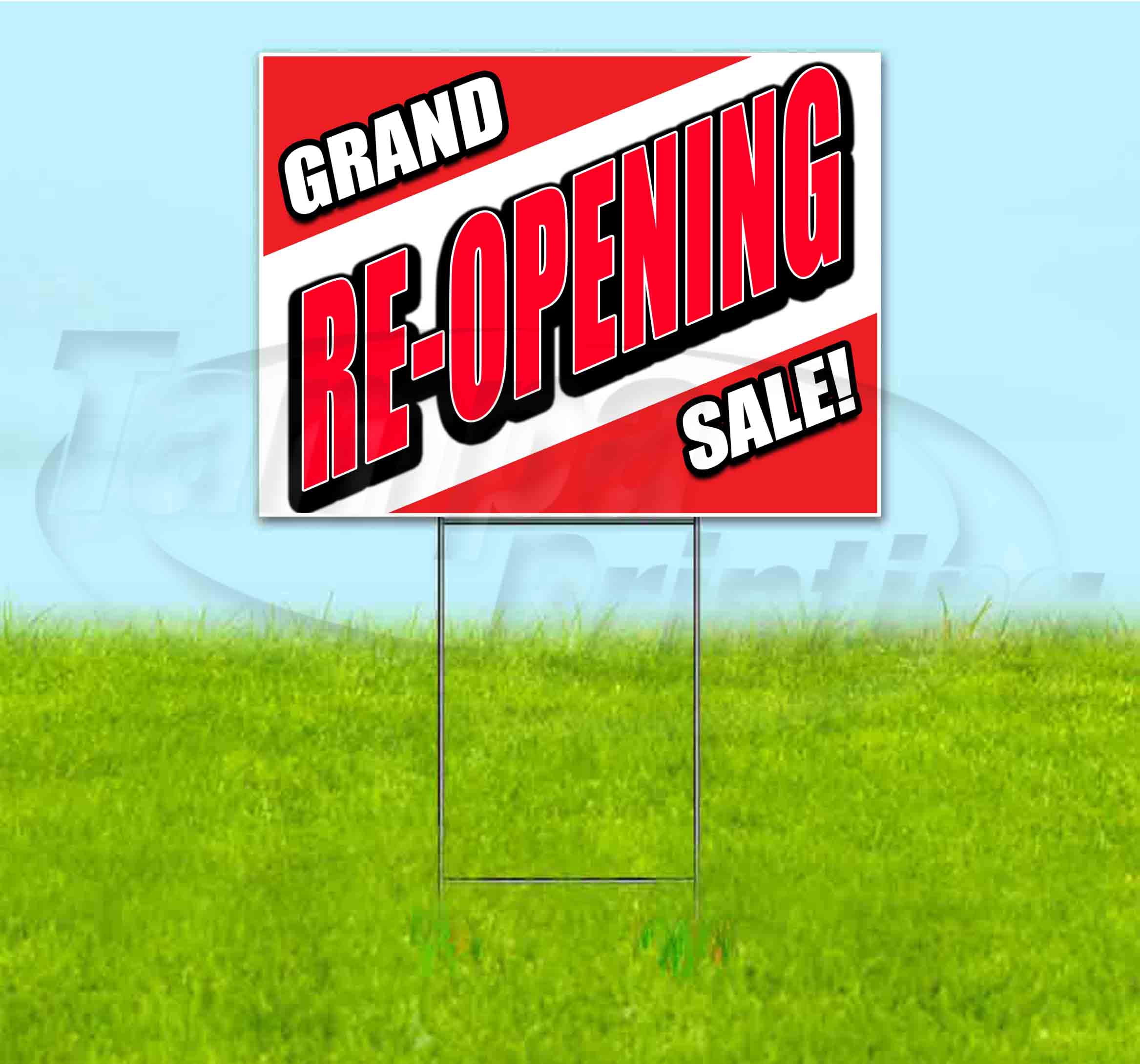 Grand Re-Opening Sale (18" x 24") Yard Sign, Includes Metal Step Stake