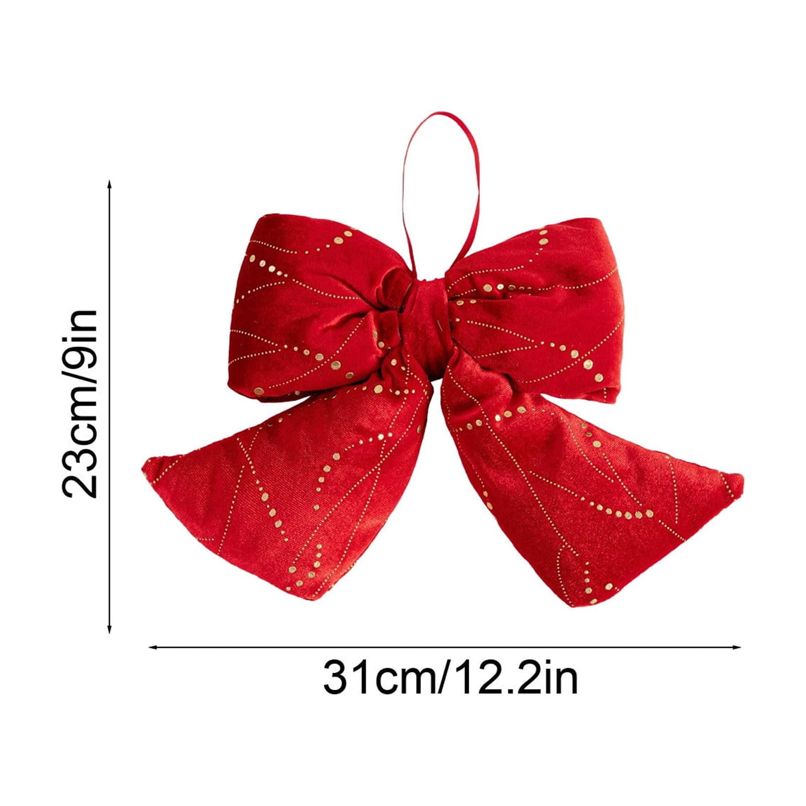 Matoen Flocking Velvet Christmas Tree Bow Ornament, Classic Xmas Décor for Xmas Tree Gift Wrapping Party Supplies, Red Velvet Bow with Hanging Loop