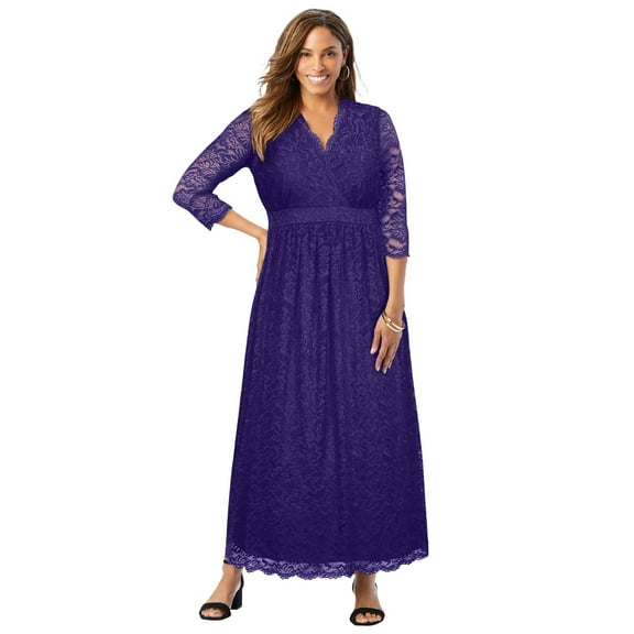 Jessica London Women's Plus Size Stretch Lace Maxi Dress