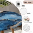thumbnail image 3 of Blue Marble Round Tablecloth for 45-54 Inch Tables,Fitted Table Cover with Elastic Edge,Contemporary Abstract Golden Foil Texture Waterproof Outdoor Table Cloth Protector for Patio Garden Dinner, 3 of 9