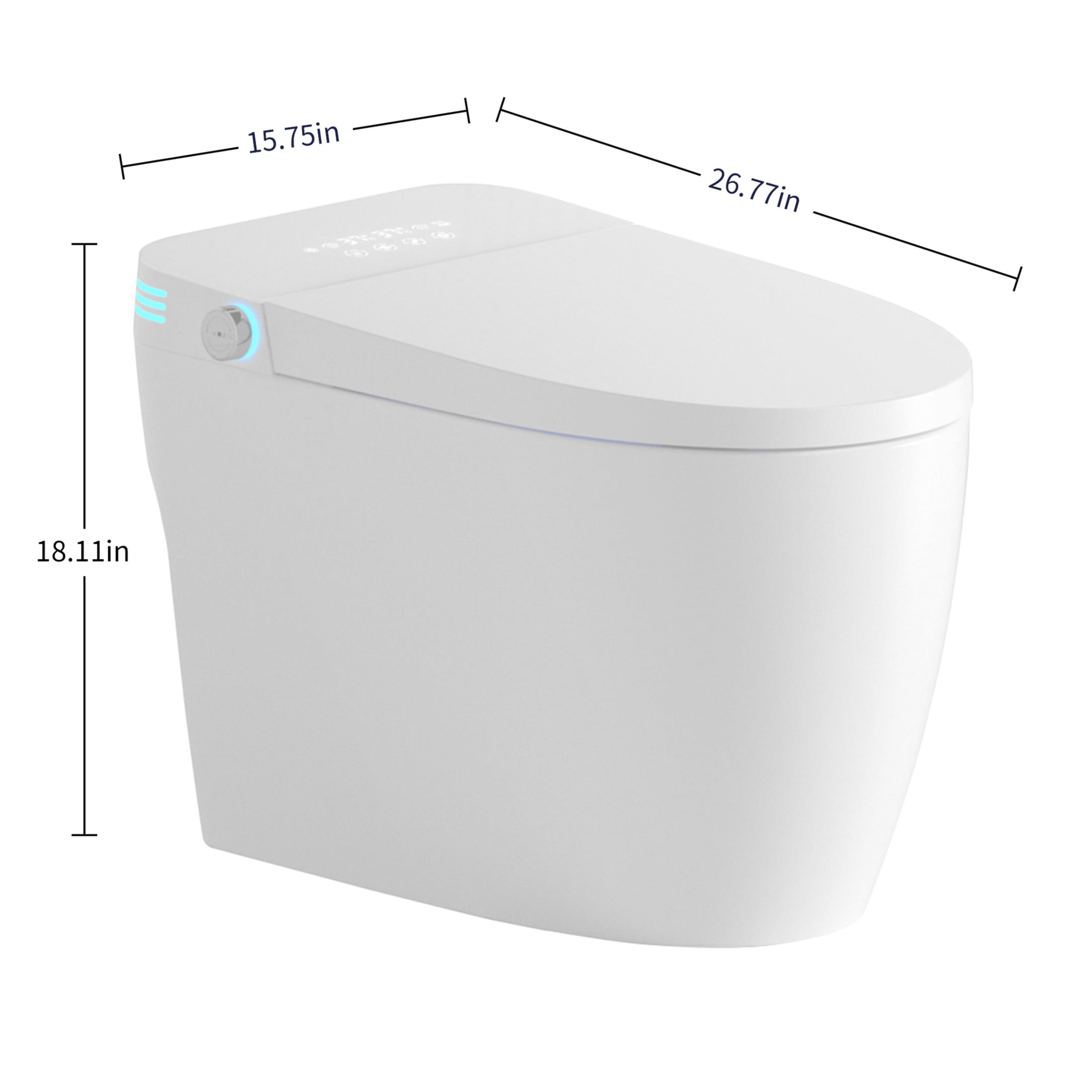 Noble House Tankless Smart Toilet with Bidet, Automatic Sensor One-Piece Bidet Toilet with Foot Sensor & Side Know, White