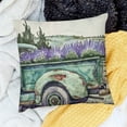thumbnail image 2 of SHANXI Pattern Truck Wooden Flower Artistic Botanical Purple Green Velvet Comfortable Decorative Couch Bedroom Sofa Zipper 24x24in, 2 of 5
