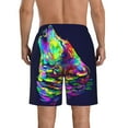 thumbnail image 3 of Disketp Men'S Swim Trunks Hawaiian Breathable Surf Beach Swimsuits Mesh Lining Beach Shorts With Pockets-Howling Wolf, 3 of 9