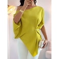 thumbnail image 6 of Women's Off Shoulder Asymmetrical Tops Dressy Dolman Sleeve Ruched Going Out Blouse Dress Top Matcha Green L, 6 of 9