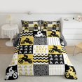thumbnail image 2 of Homewish Motercycle Sports Player Queen Comforter Set, Eat Sleep Ride Bedding Sets, Yellow Patchwork Print Reversible Bedding Comforter Set, Ultra Soft Bedroom Decor, 3 Pieces, 2 of 8