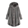 thumbnail image 2 of Ewisvgh Womens Plus Size Bed Jacket S-5Xl Bed Jackets Plus Size Fuzzy Fleece Coat Cozy Button Jacket Trendy Plush Top Polyester, Gray S,Size S-5XL, 2 of 4