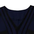 thumbnail image 4 of FRSASU Linen Dresses for Women 3/4 Sleeve Striped Dress Summer V-Neck Boho Vacation Dress Casual Outfits Dark Blue, 4 of 7
