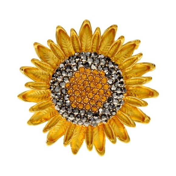 Don't Ask Broche Tournesol Cristal Jaune pour Femmes – Broche Tournesol Brillante pour Printemps et Automne