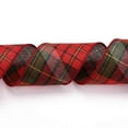 thumbnail image 3 of Polyester Imitation Linen Ribbon Linen Wired Edge Ribbon Tartan Pattern for DIY Crafts Christmas Wedding Home Decoration Red 2-3/8 inch(60mm) 5m/roll(5.5 yards/roll), 3 of 3
