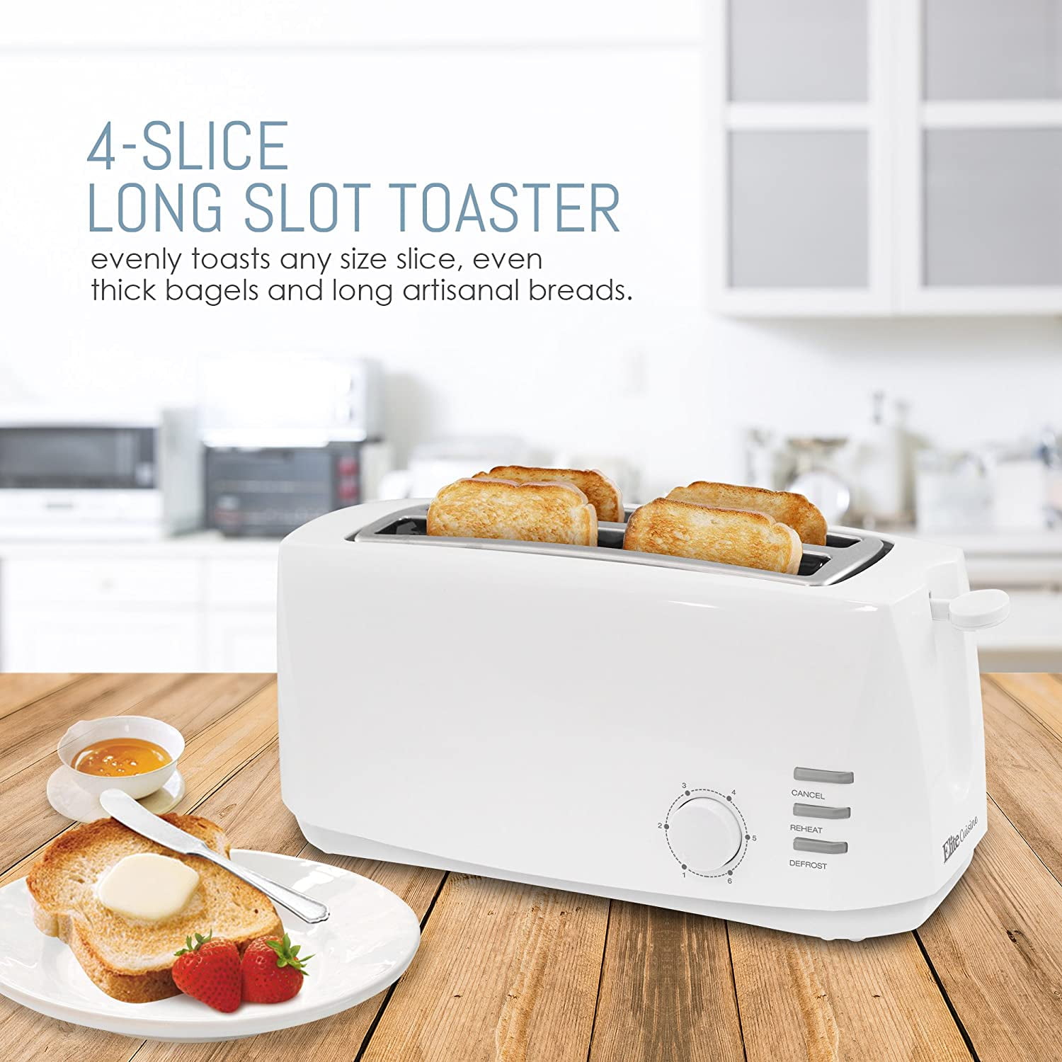 Elite Cuisine 4-Slice Long Slot Cool Touch Toaster - White, 1 ct - Ralphs
