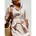 thumbnail image 6 of utcoco Womens 2026 Shirt Dress Casual Lapel 3/4 Sleeve Button Down Split Belted Vacation Maxi Dress, 6 of 6