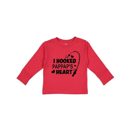 

Inktastic I Hooked Pappap s Heart with Fishing Rod Gift Toddler Boy or Toddler Girl Long Sleeve T-Shirt
