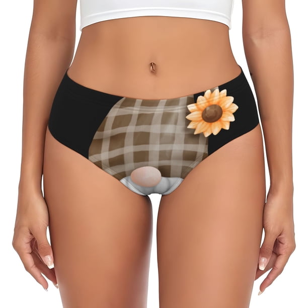 Fotbe Sunflower Gnomes 4 Calzones Estampados para Mujer – Ropa Interior de Algodón, Cómoda, Suave y Elástica-Medium