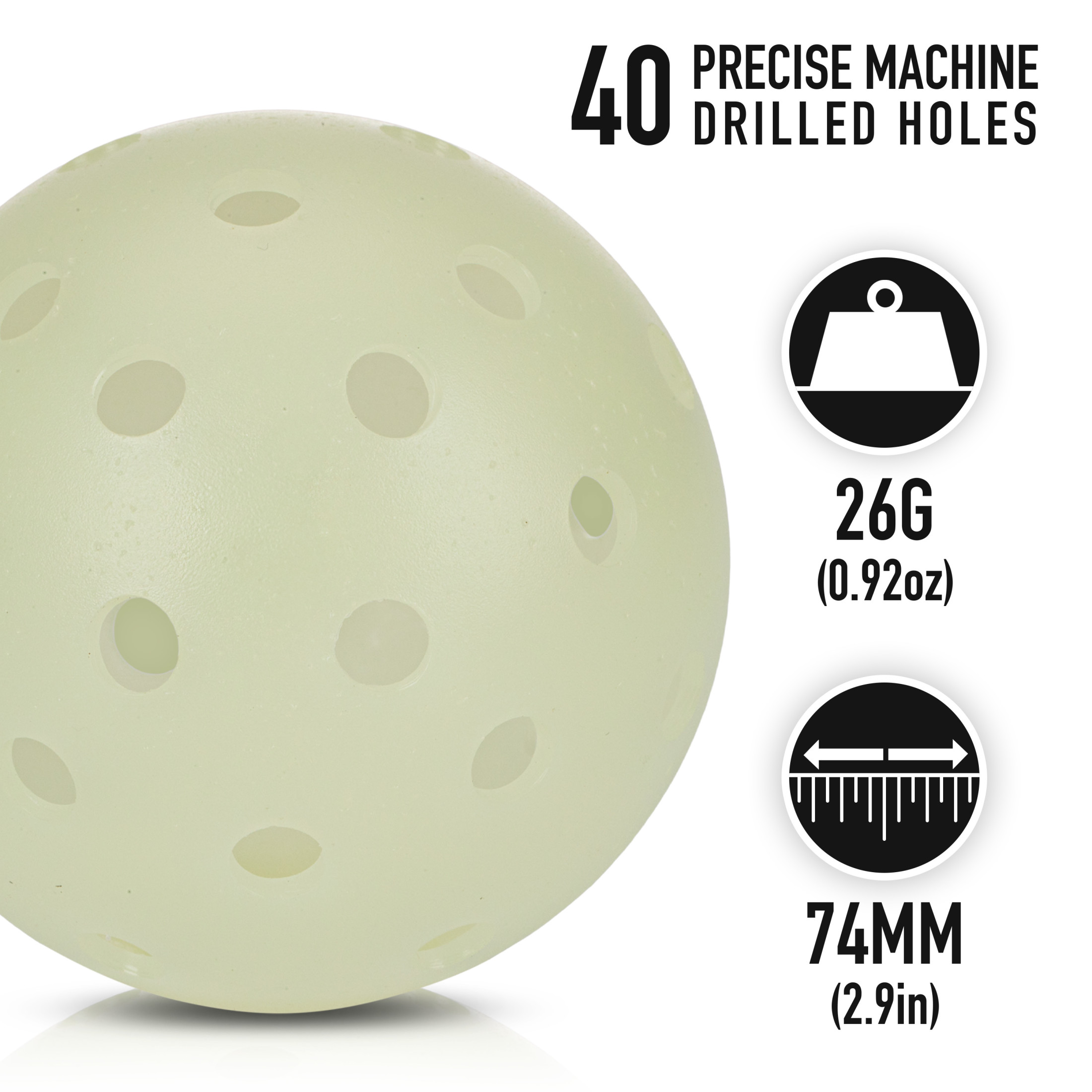 Franklin Sports Glow in the Dark Outdoor Pickleballs - Light Up Pickleball Balls for Nighttime Pickleball - Glow in the Dark Green Pickleball Balls - Charge in Indoor Light + Sunlight - 12 Pack