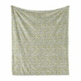thumbnail image 1 of Leaf Soft Flannel Fleece Blanket, Repeating Autumnal Foliage Abstract Lines Geometrical Interpretation Pattern, Cozy Plush for Indoor and Outdoor Use, 60" x 80", Mustard Sage Green, by Ambesonne, 1 of 5