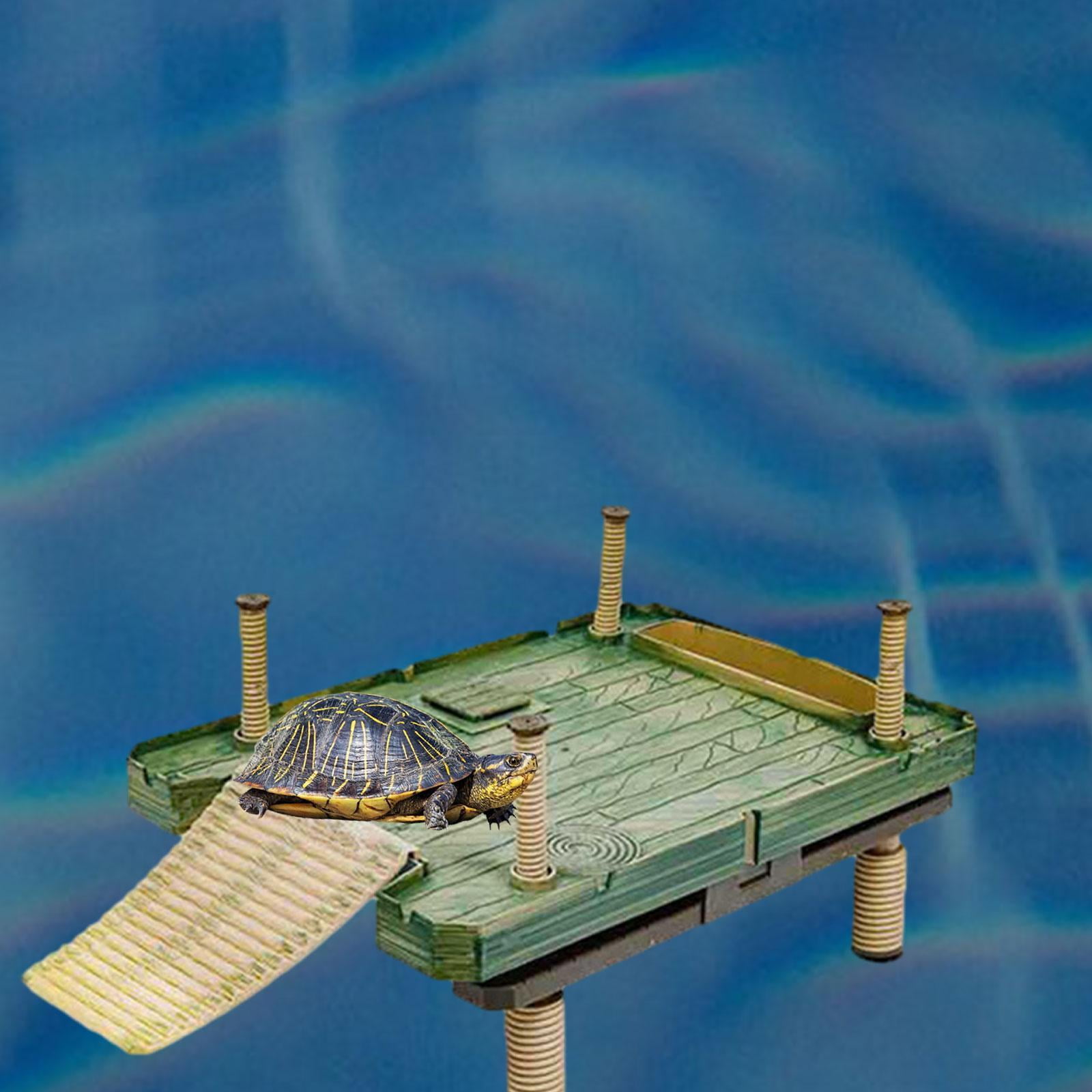 oshhni Turtle Ramp Turtle Resting Reptile Hide Cave Hideouts Turtle Resting Basking for Newts Semi Aquatic Animals 40.5x27.5cm