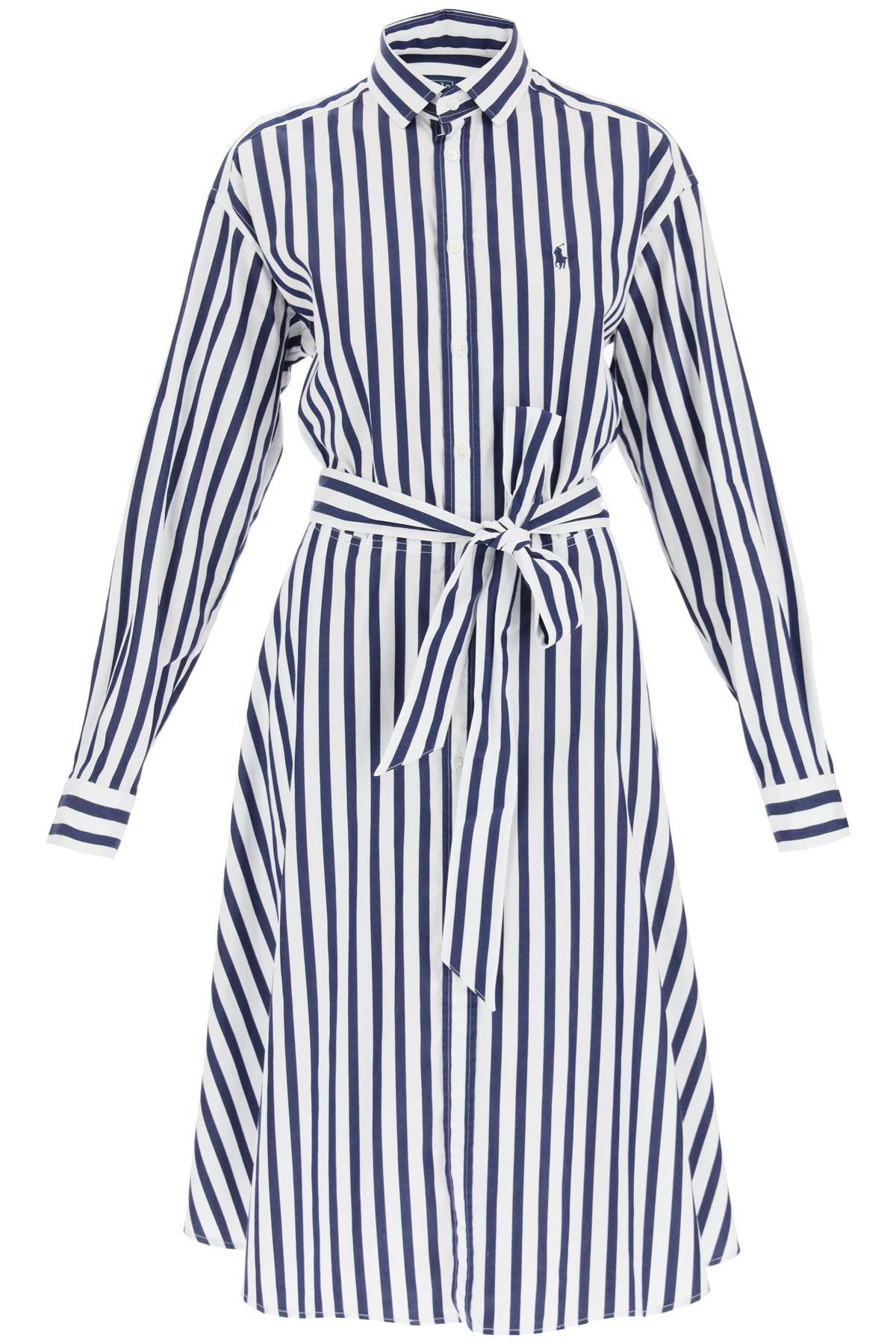 Polo ralph lauren striped poplin midi shirt dress 
