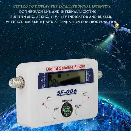 Suodoka LCD Digital Satellite Signal Finder Meter Detector Compass for TV Dish Network with Backlight Built-in Buzzer and Compass 950-2150 MHz Frequency Range Superior Sensitivity White