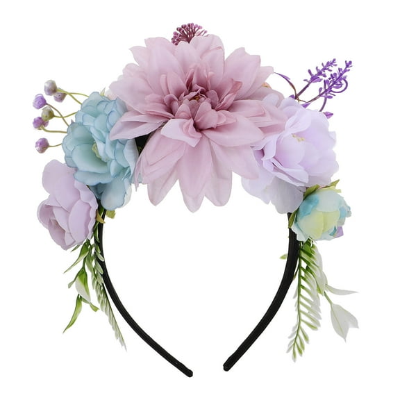 Homoyoyo Bridesmaid Headpiece Flower Wreath Lavender Circular Non-slip Design For Women Wedding 1Set