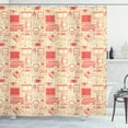 thumbnail image 1 of Ambesonne Retro Shower Curtain, Retro Gaming Objects, 69"Wx75"L, Dark Peach and Cream, 1 of 3
