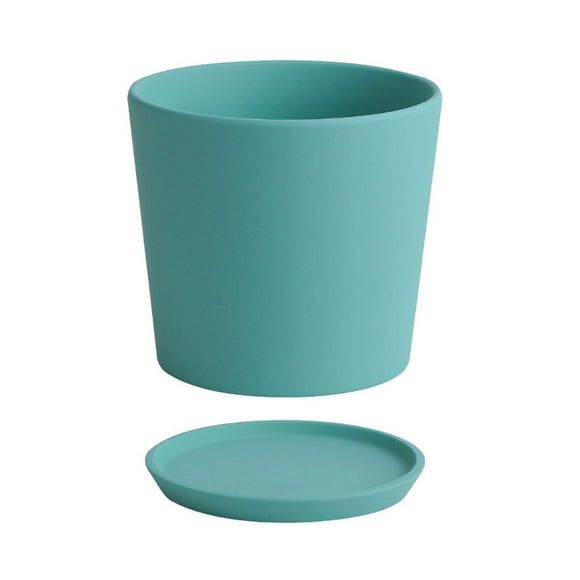Ceramic Flower Pot Vegetable Grow Desktop Cactus Orchid Succulent Container Garden Flowerpot with Tray Potted Holder Planter for Orchid Cyan blue