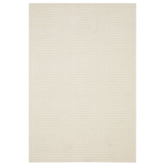 Woven Trends Marvel - RAY04 - Casual Style, Geometric Pattern, Pet & Family Friendly, Living Room, Dining Room, Office, Low Pile Polyester Area Rug in Ivory - 5' x 8'