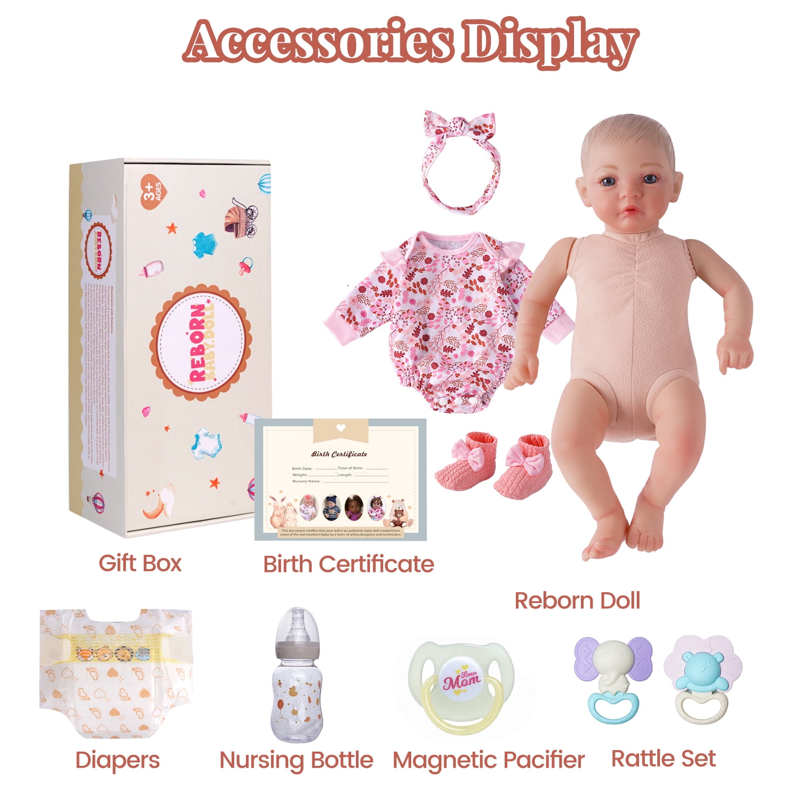 RSG Lifelike Reborn Baby Dolls 17 inch Baby Dolls Full Body Cloth Real Life Baby Dolls with Gift Box for Kids Age 3+
