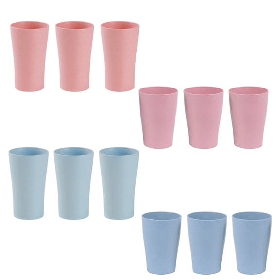 12 pcs Wheat Straw Cups Set, Reusable Drinking Cups, Unbreakable Tumblers for Kitchen, Party, Blue & Pink