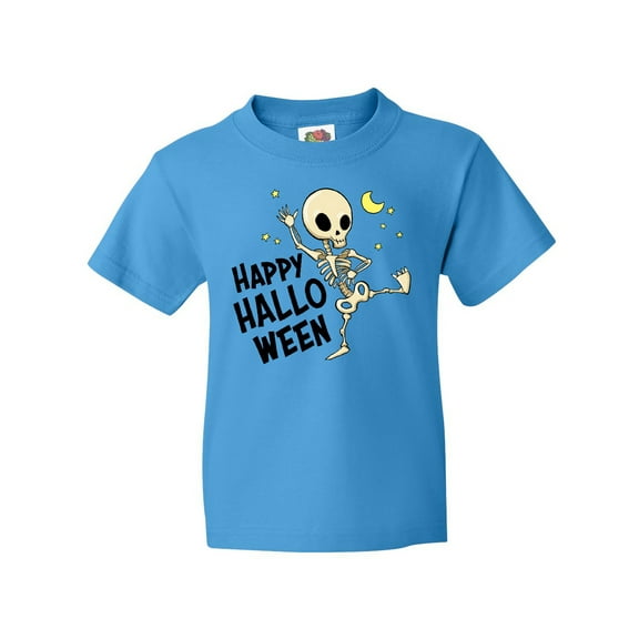 Inktastic Happy Halloween with Dancing Skeleton Youth T-Shirt