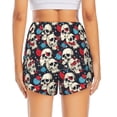 thumbnail image 2 of Lsque rock record Skull artist Printed Women's Running Shorts with Liner Pockets,Elastic Quick Dry Workout Athletic Gym Yoga Shorts,Womens High Waist Shorts-Large, 2 of 9