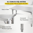 thumbnail image 3 of KFFKFF Commercial Worktable Workstation 48 x 24 inch Folding Commercial Prep Table, Heavy-duty Stainless Steel Folding Table with 772 lbs Load,Kitchen Work Table, Silver Stainless Steel Kitchen Island, 3 of 9
