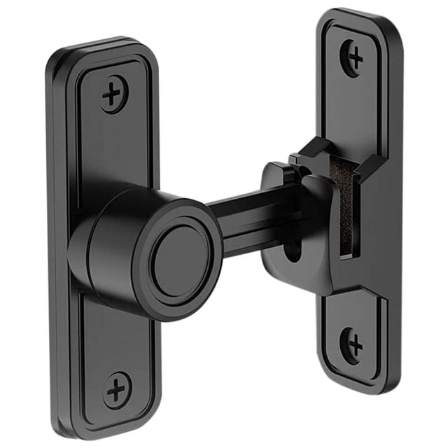 Pestillos de puerta de alta resistencia, cerradura de puerta de granero en ángulo recto de 90 grados, cerradura de puerta corrediza antirrobo para jardín, color negro