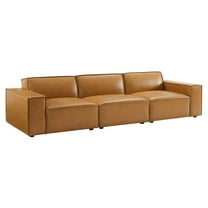 Modway Restore Vegan Leather 3-Piece Sofa in Tan